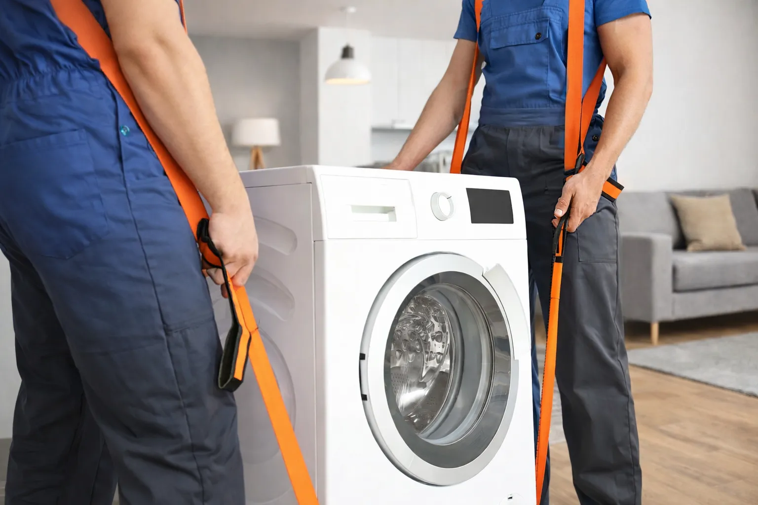 Techniker bei der Installation eines Großgeräts