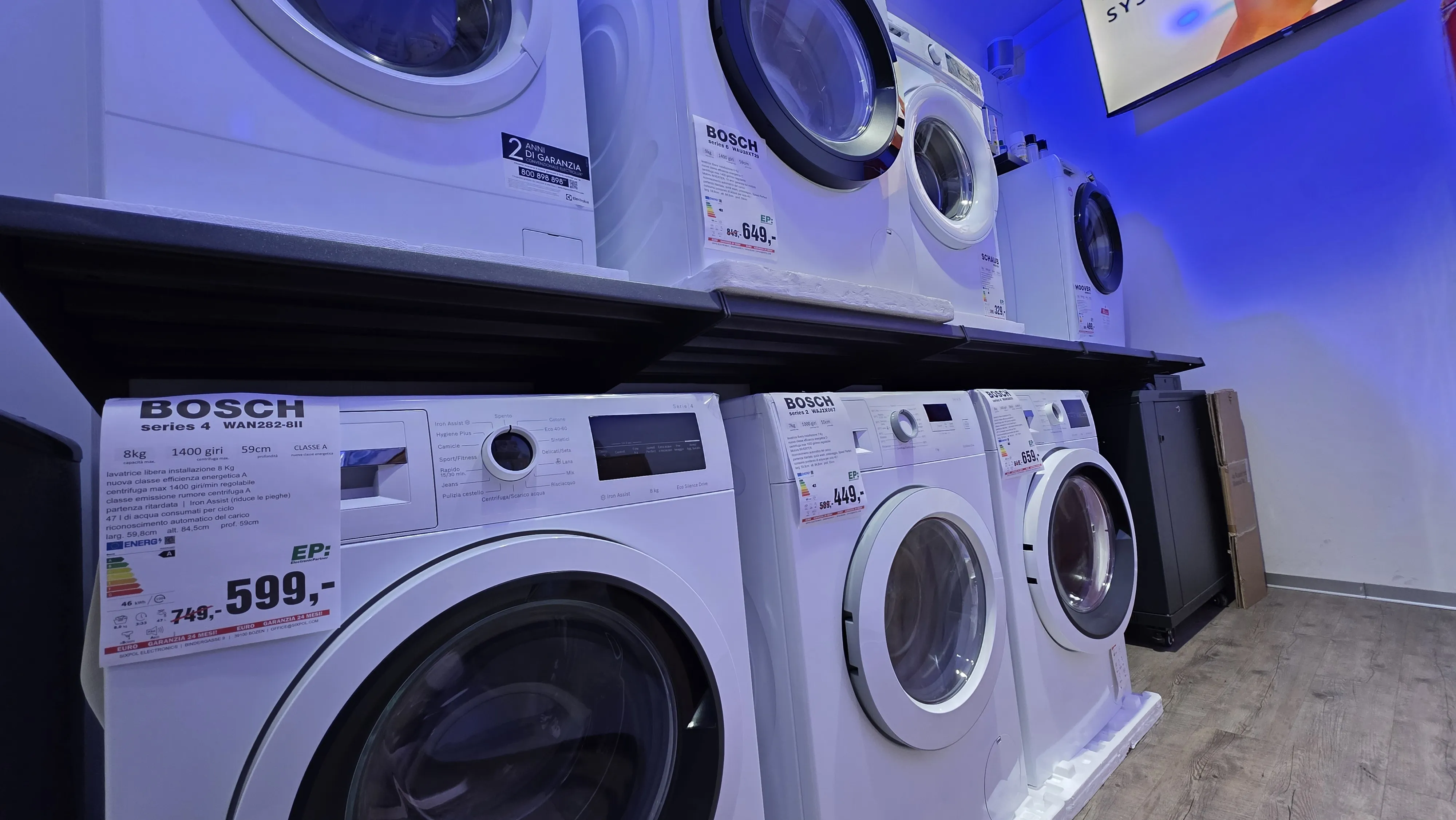 Interior view of the electronics store in Bolzano